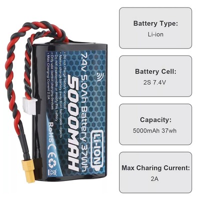 7.4V 5000mAh Battery for RadioMaster TX16S Radio Transmitter Remote ControllerUa