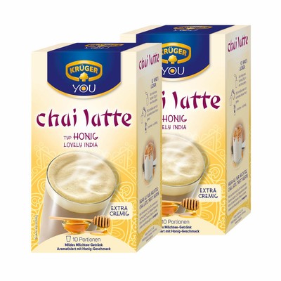 Krüger Chai Latte Lovely India, Honig-Geschmack, Milchtee Getränk 2x10 Portionen
