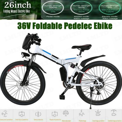 26 Elektrofahrrad Mountainbike EBike 21 Gang Pedelec Citybike Klapprad Weiß DE