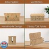 Cable Management Box, Handmade Rattan Cable Organizer, 2 Open Slots Cords Hider Box, Under Desk Cord Organizer for Computer Router USB Hub and Power Strip, Patent Pending, 13