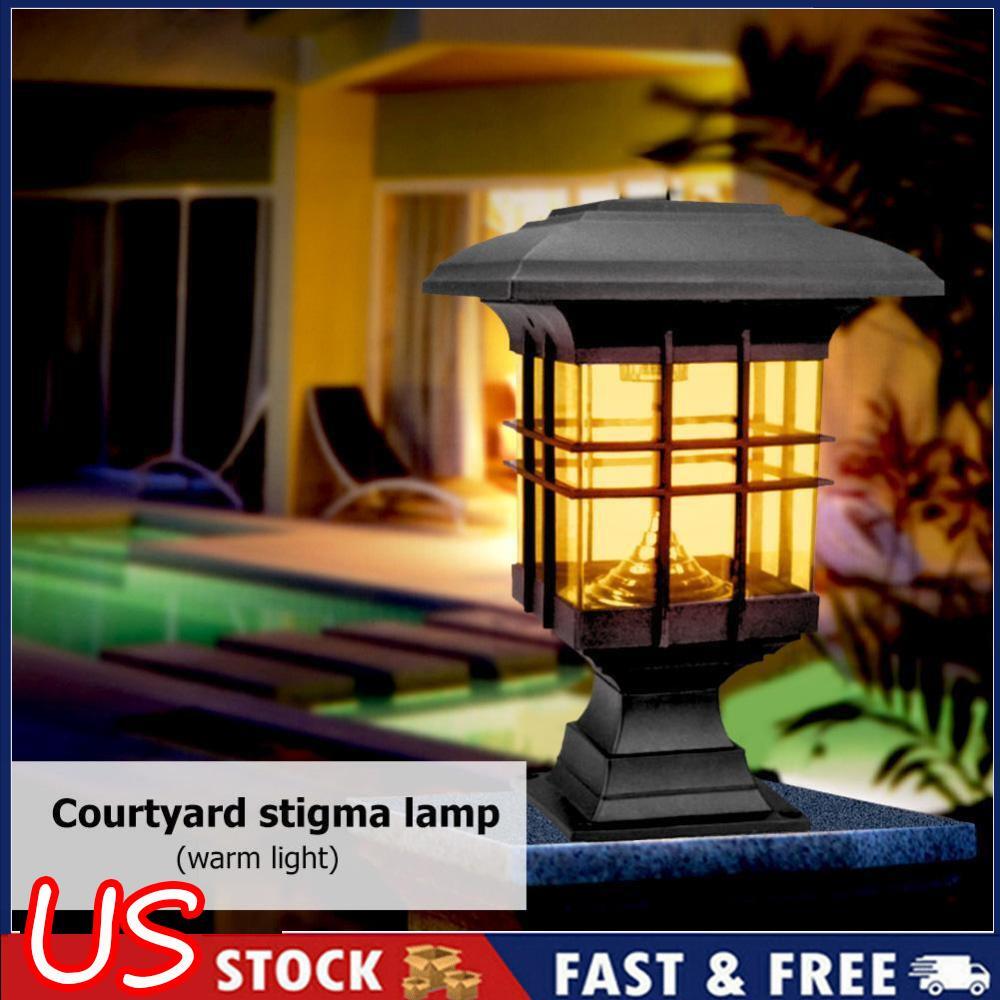 Dual-use Solar Power 3LED Post Pillar Lamp Outdoor Garden Lawn Decorative Light