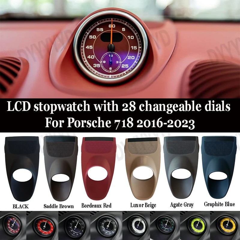 Car LCD Stopwatch Sport Chrono for Porsche 718 Cayman Boxster 982 981 Dashboard
