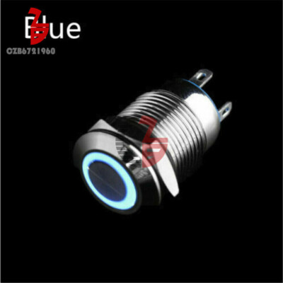 12mm 12V Car LED Power Momentary Push Button Metal ON/OFF Switch Waterproof