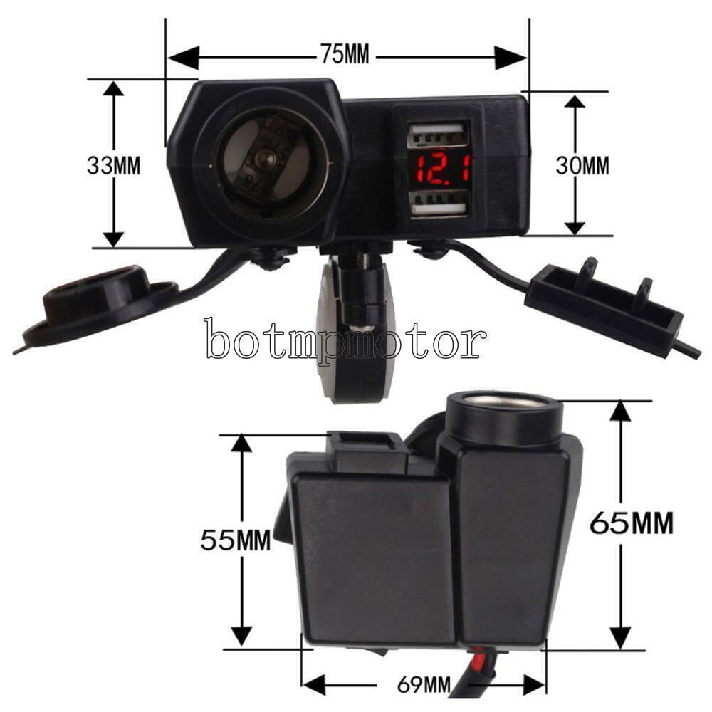 Motorcycle Dual USB Charger Cigarette Lighter Voltmeter For Harley Davidson