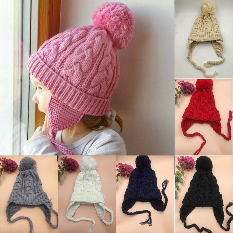 Baby Boy Girls Beanie Ball Cap Crochet Knit Hat Baby Winter Hat