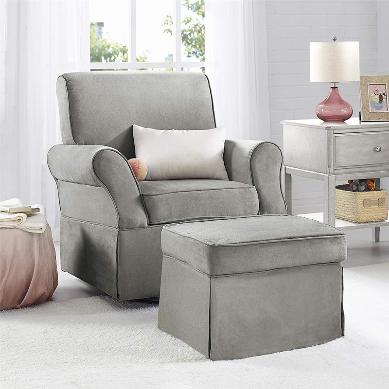 Baby Relax The Kelcie Nursery Swivel Glider Chair and Ottoman Set, Grey