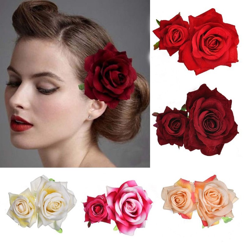 Bridal Rose Flower Hair Clip Hairpin Brooch Wedding Accessorie