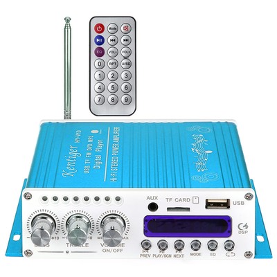 V10 Bluetooth HiFi ClassAB FM MP3 Stereo Super Bass Digital Power Amplifier BLUE
