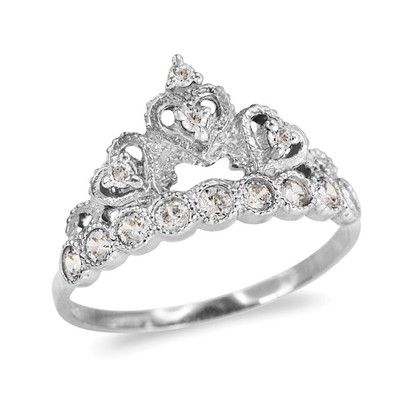 Pre-owned Fdj Gold Cz Princess Crown Ring (available In Yellow/rose/white Gold) In Yellow Gold