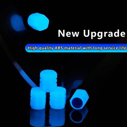 4PCS Universal Fluorescent Car Tire Valve Caps Luminous Tire Valve Stem Cap Blue