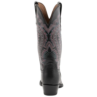 Pre-owned Ferrini Teju Lizard Embroidered Snip Toe Cowboy Womens Black Dress Boots 81161-