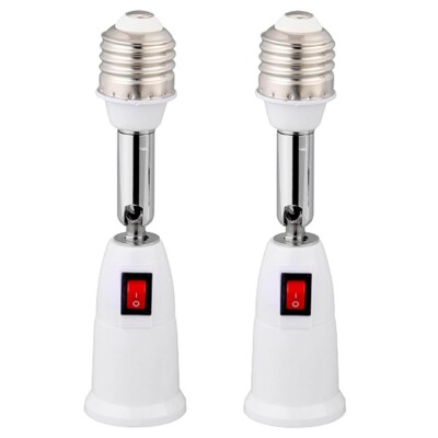 2Pack Adjustable Vertical 90° E26/E27 Light Socket Extender with On Off Switch