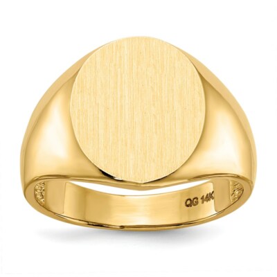 Real 14kt Yellow Gold 14.0mmx14.0mm Open Back Men's Signet