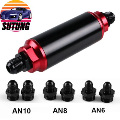 High FLOW Fuel Filter 250PSI 100 Micron Cleanable  AN6 AN8  AN10 Filting 44MM US