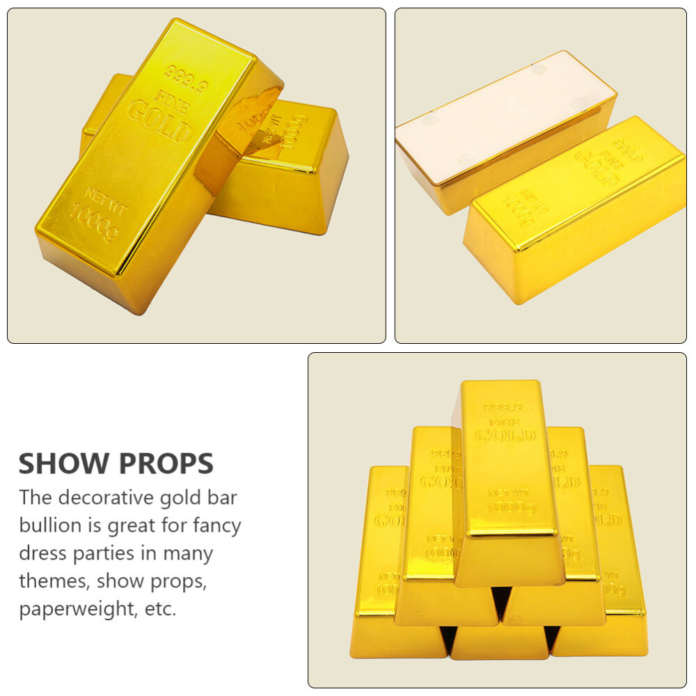 3pcs Plastic Creative Hollow Design Fake Gold Bullion Gold Brick Prop | eBay