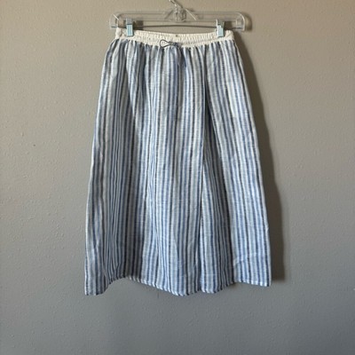 Sita Murt NWT linen Blue Stripe Midi Skirt 38