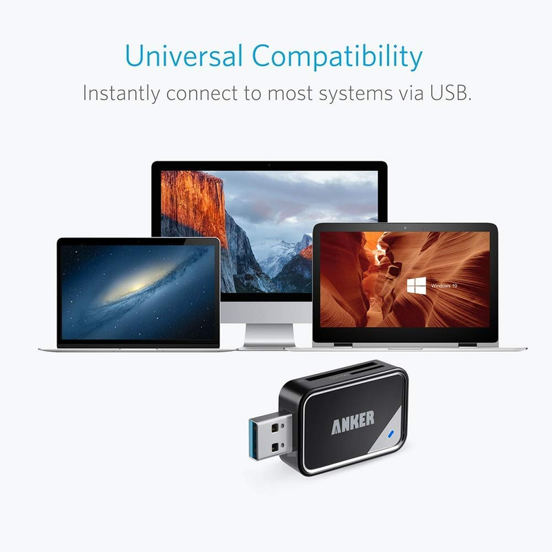Anker 8-in-1 USB 3.0 Portable Card Reader for SDXC, SDHC, SD, MMC, RS-MMC, Micro