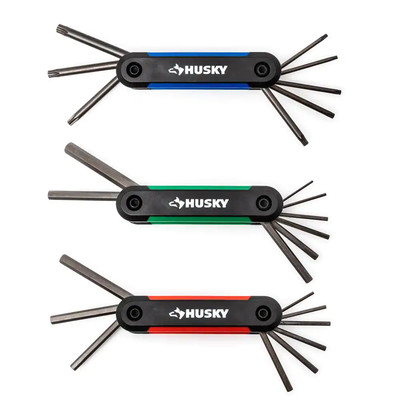 Husky Sae/Metric Folding Hex Key Set with Bonus Torx Set (3-Piece)