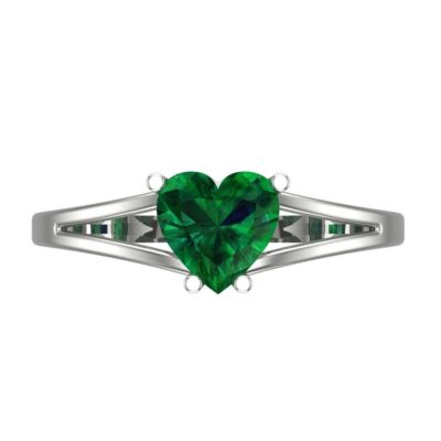 Pre-owned Pucci 1.5 Ct Heart Cut Statement Designer Simulated Emerald Ring Real 14k White Gold
