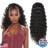 ALXNAN Wavy Curly Ponytail Extension, 22 Inch Black Brown Drawstring Ponytail for Black Women Short Soft Natural Synthetic Hairpiece Thick For Daily Use