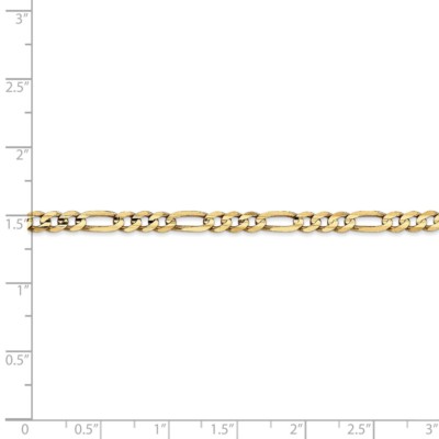 Pre-owned Superdealsforeverything Real 14kt Yellow Gold 4mm Concave Open Figaro Chain Chain Bracelet; 7 Inch