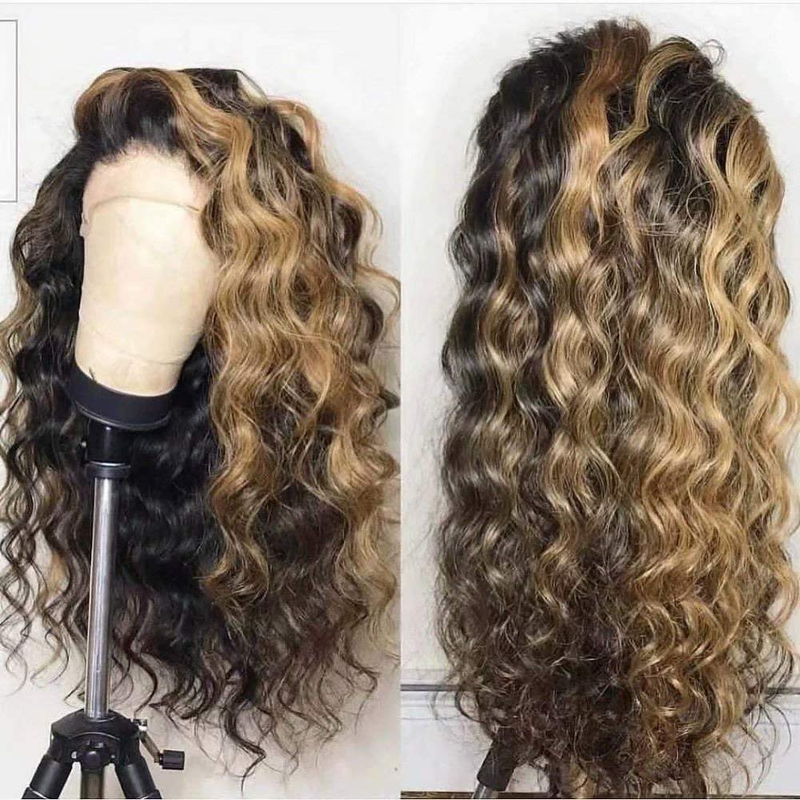 LTLY Deep Wavy Human Hair Wigs Glueless Lace Front Loose Curly Wig Pre Plucked #