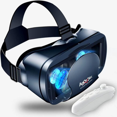 VR Headset with Controller Adjustable 3D VR Glasses Virtual Reality Headset HD B