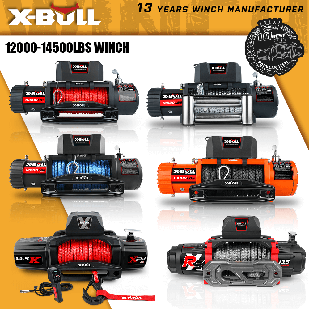 X-BULL Electric Winch 10000-12000LBS 14500LBS Synthetic Cable Truck Trailer 4WD