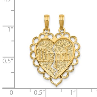 Pre-owned Superdealsforeverything Real 14k Yellow Gold Reversible Mizpah 2 Piece Break Apart Charm