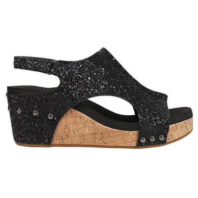 Женские черные повседневные сандалии Corkys Carley Glitter Wedge 30-5316-BKGL