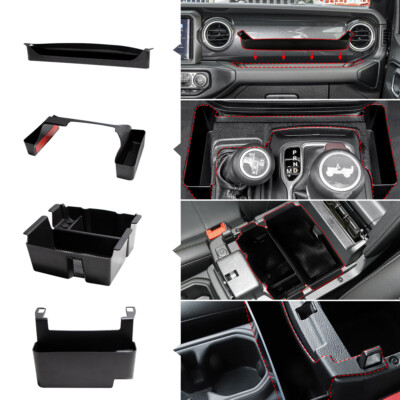 4xFront & Rear Door Pocket Storage Box Organizer for Jeep Wrangler JL JT 2018+