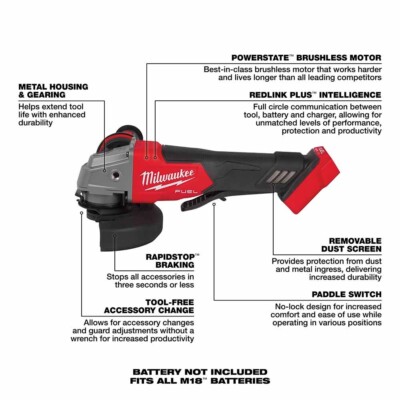 Milwaukee 2880-20 M18 FUEL 4.5"/ 5" Grinder Paddle Switch, Certified Refurbished