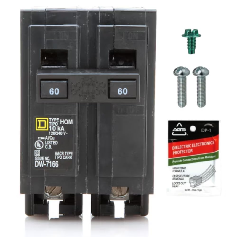 Genuine Square D HOM260 Circuit Breaker Kit Bundle (1 Pack), 60 Amp (60A) Doubl