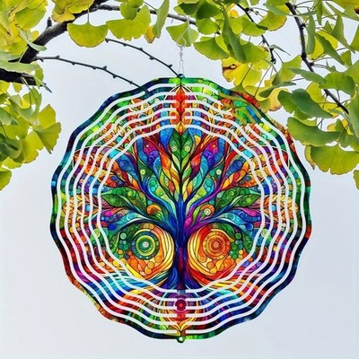 Tree of Life Metal Wind Spinner - 10" Outdoor Garden Decor, Perfect Yard &