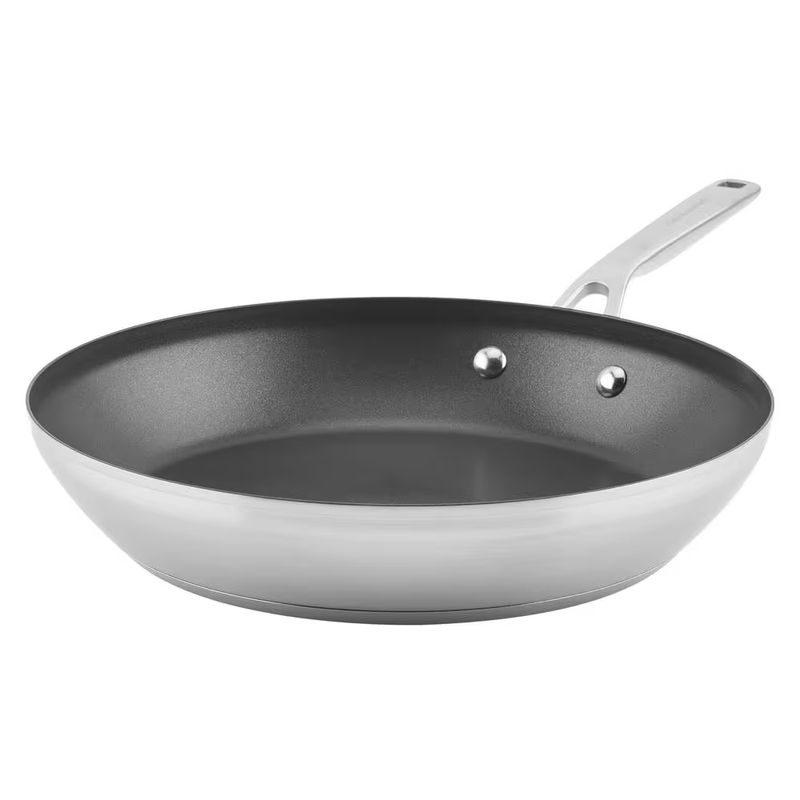 12 In. Brushed Stainless Steel Frying Pan
