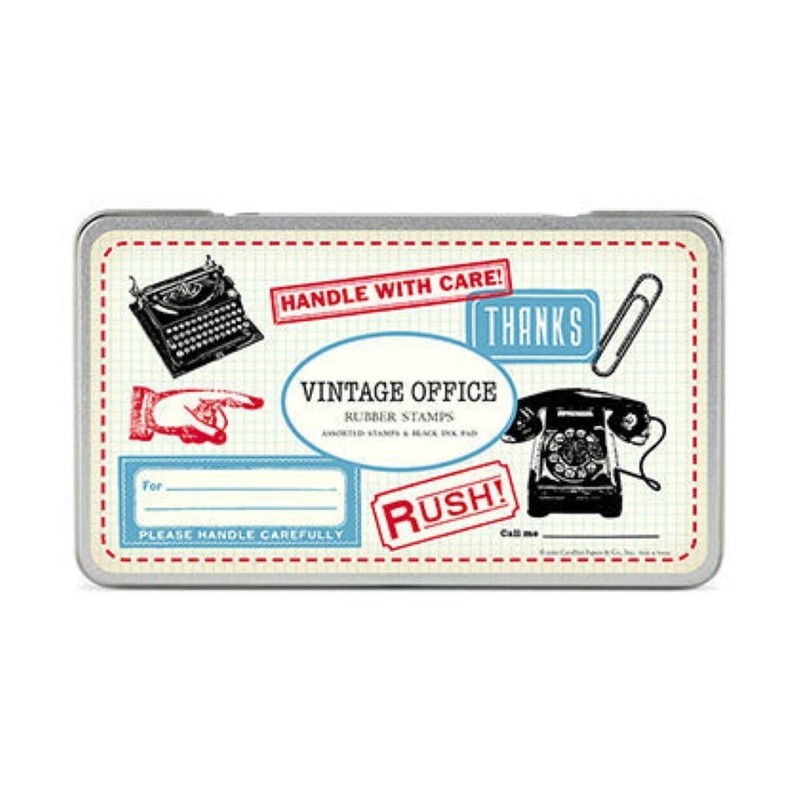 Cavallini BoÃ®Te MÃ©Tal 8 Tampons Caoutchouc Vintage