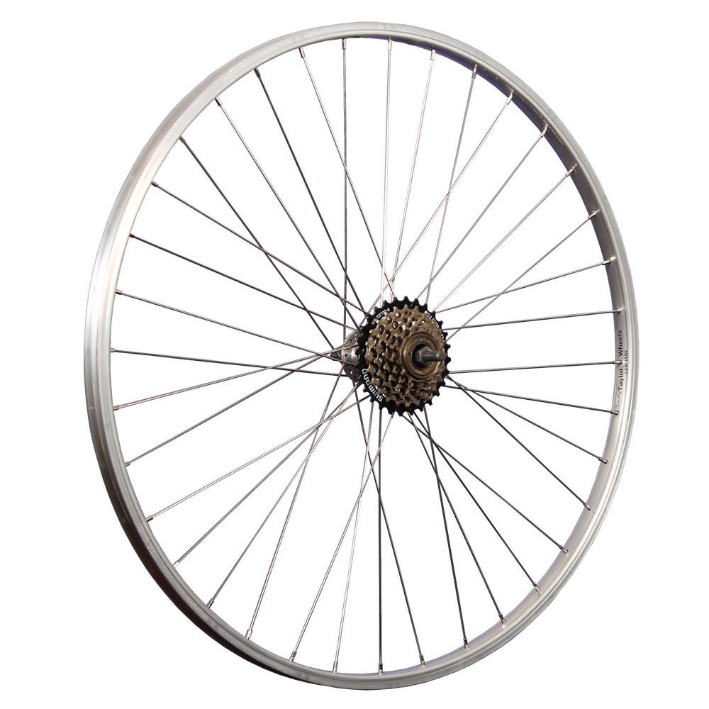 28 Zoll Fahrrad Laufrad Hinterrad Aluminiumfelge mit 6 fach Schraubkranz silber