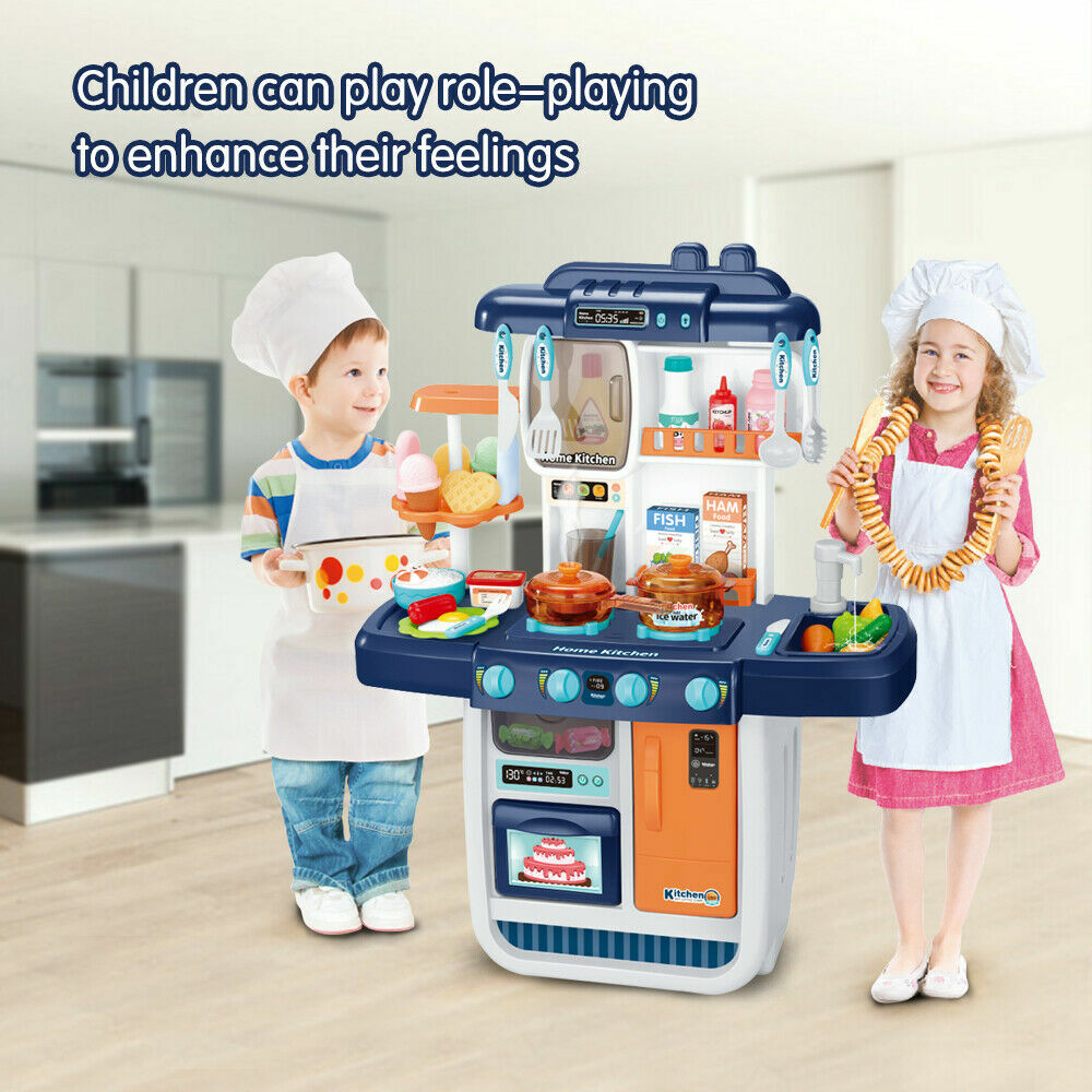 Kinderküche Spielküche SpielzeugKüche Küchengeräte mit Lichtern Blau