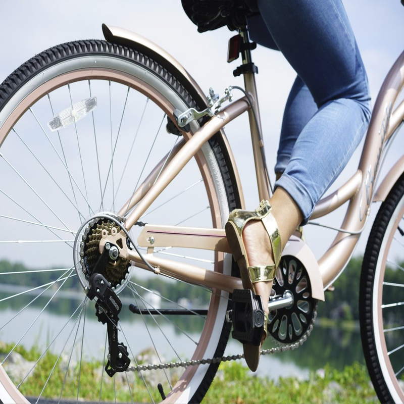 Bicicleta Cruiser para Mujer, Rosa Dorado, 26 Pulgadas gran calidad y conduccion
