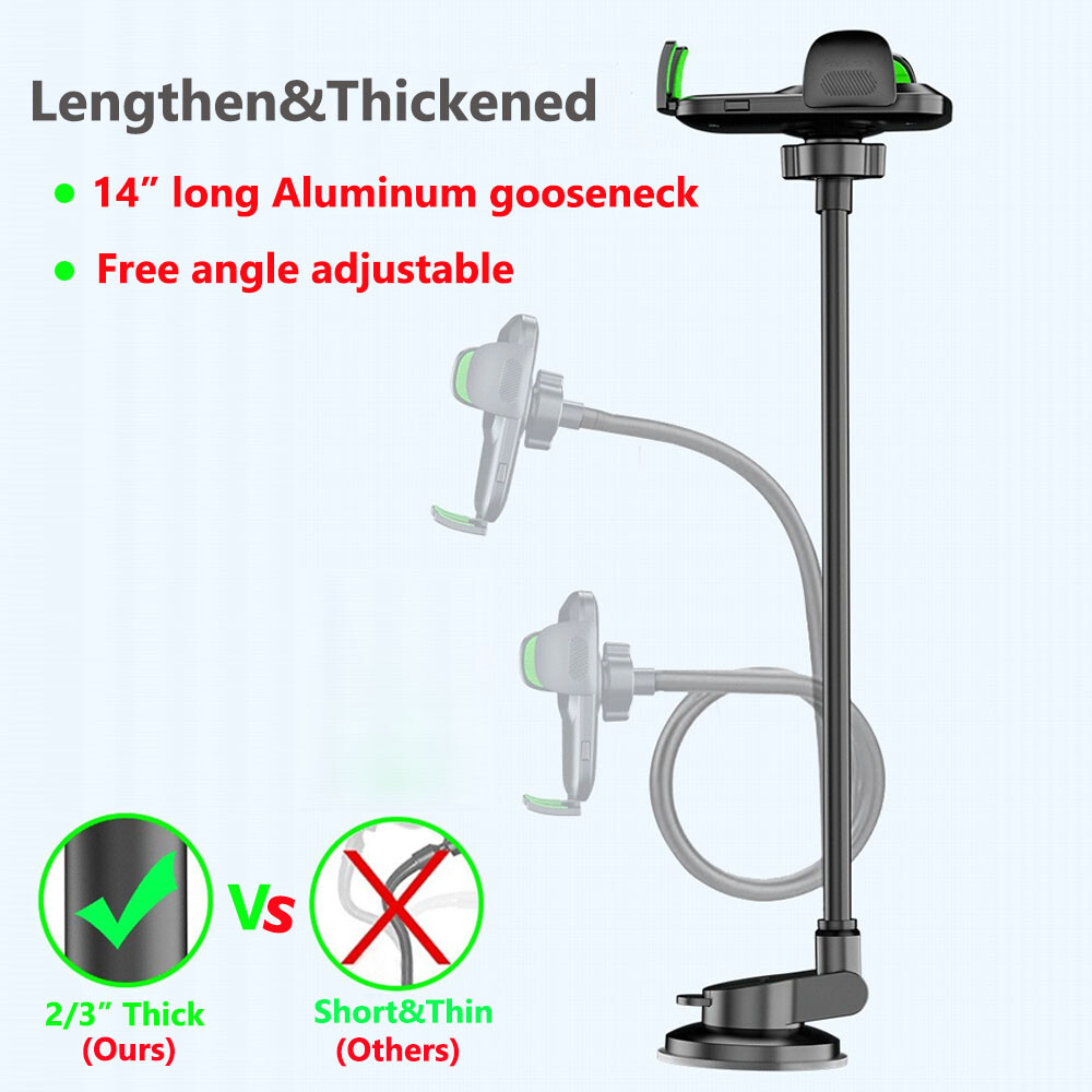 Solid Car Truck Windshield Phone Mount Holder with 14-Inch Gooseneck Long Arm US