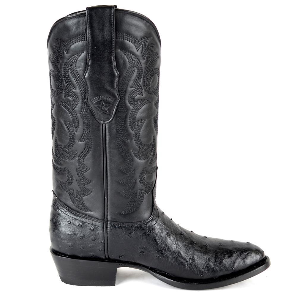 Pre-owned Los Altos Boots Los Altos Men Genuine Black Full Quill Ostrich Round Toe Western Cowboy Boot D