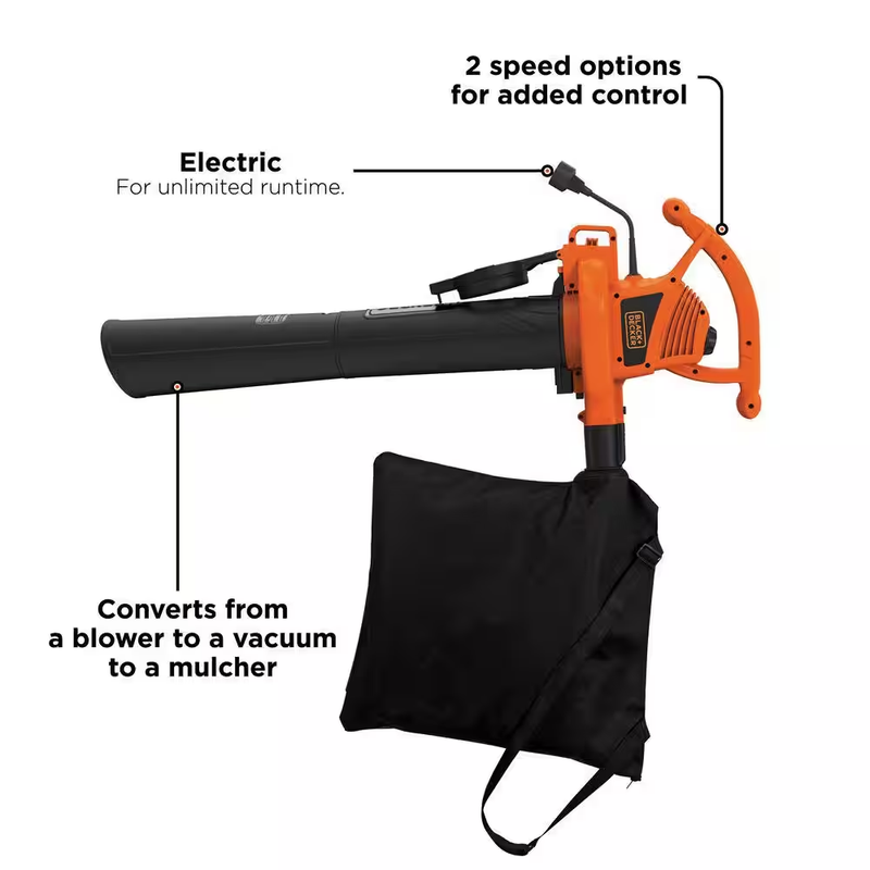 210 Mph 300 Cfm 12 Amp 3-in-1 Corded Electric Handheld Leaf Blower/vacuum/mulc