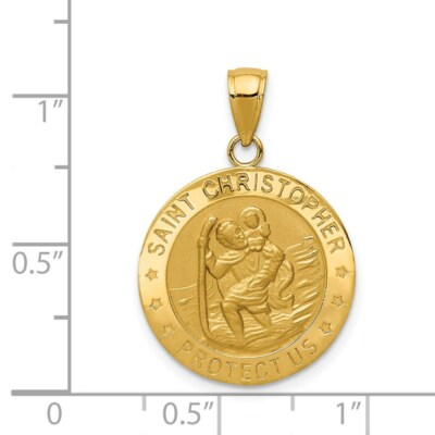 Pre-owned Superdealsforeverything Real 14kt Yellow Gold Saint Christopher Medal Pendant