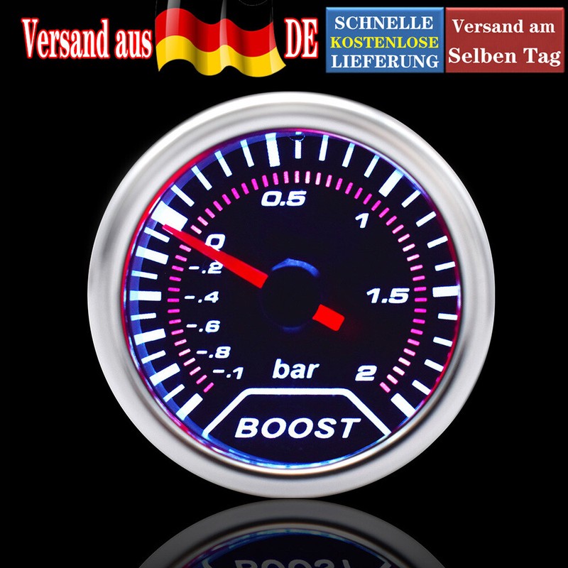 Ladedruck Anzeige Zusatz Instrumente Turbo Boost Gauge White Digital LED 52mm