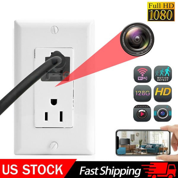 1080P HD WiFi IP Wall AC Outlet Home Security Nanny Camera Audio Video Recorder - Image 16