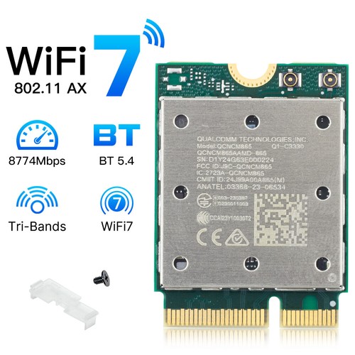 Qualcomm QCNCM865 WiFi 7 Card BT5.3 Tri-Band 5800Mbps better BE200 WiFi7 Adapter