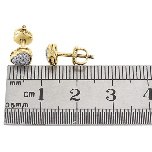 Pre-owned Jfl Diamonds & Timepieces Diamond Heart Studs 10k Yellow Gold Fashion Round Pave Design Earrings 0.12 Tcw. In White