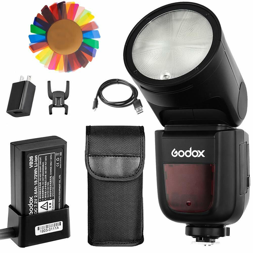 GODOX V1Sラウンドヘッドカメラフラッシュスピードライト10レベルLED