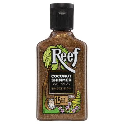 Reef Coconut Shimmer SPF15 Sun Tan Oil Bronze Glow 125mL Broad Spectrum