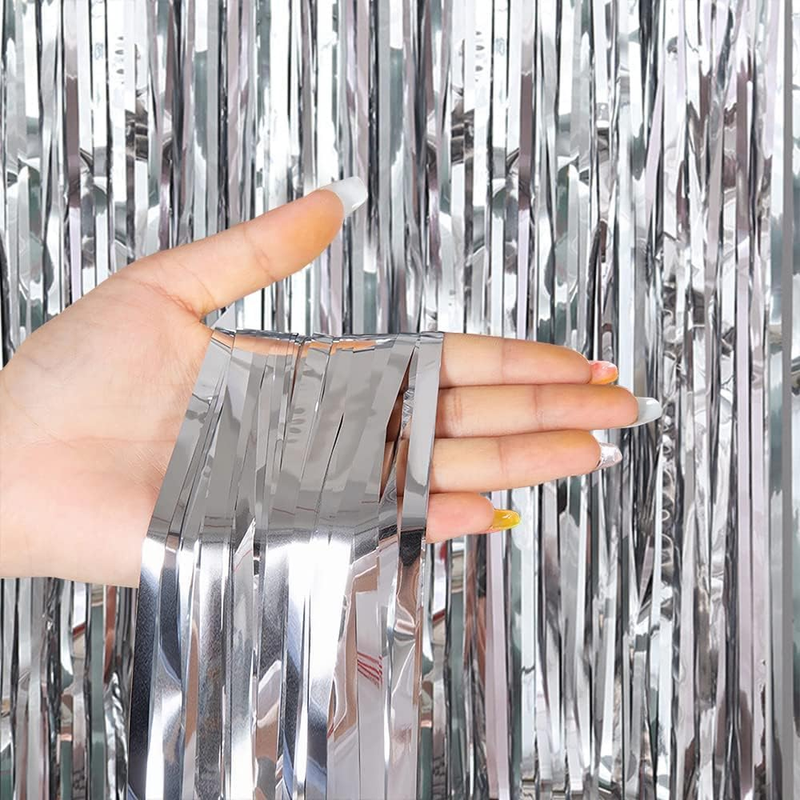 4 Pack Metallic Tinsel Foil Fringe Curtains, 1M X 2.5M Party Photo Backdrop Part